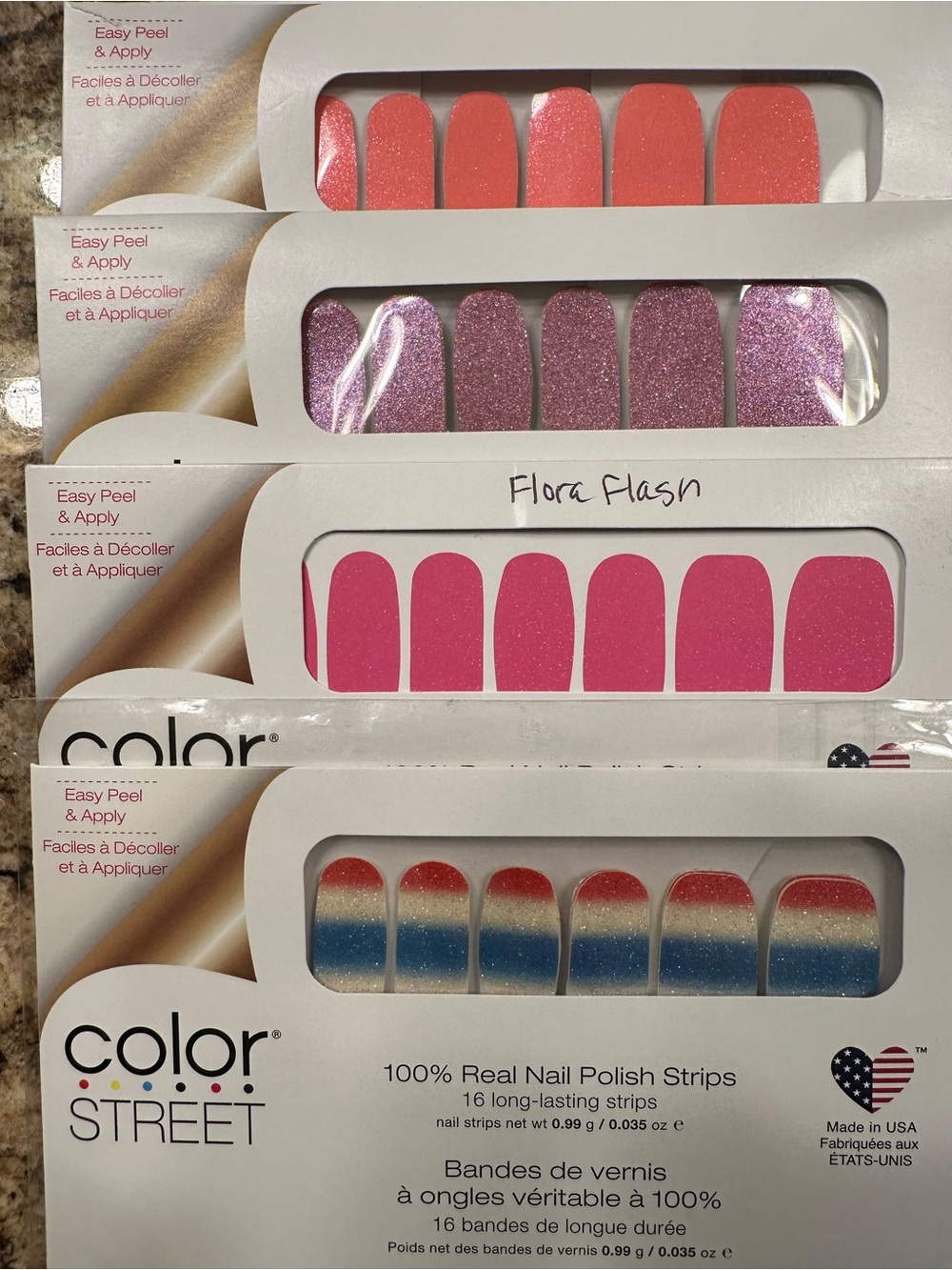 Color Street Pink, Coral, Lavender & Multi-Stripe Nail Strips
